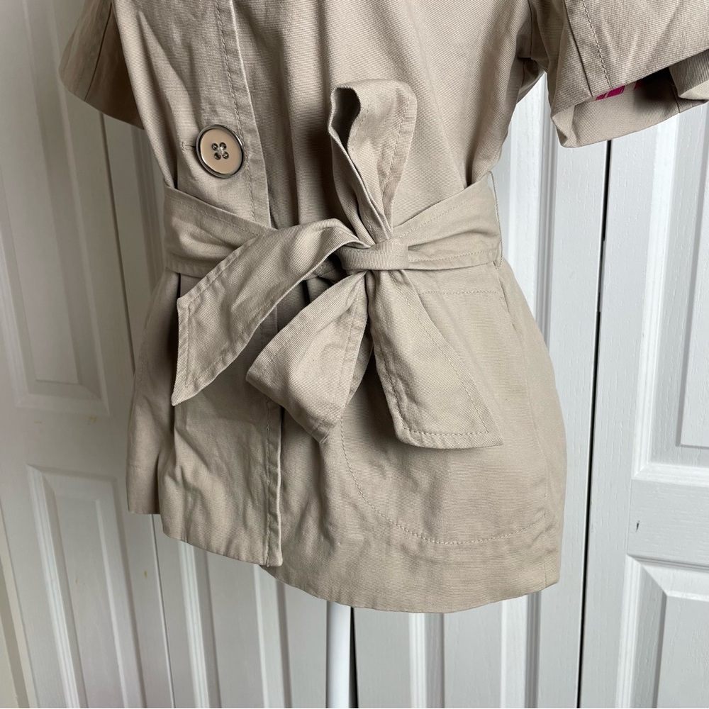 Apostrophe Belted Blazer Jacket Women’s L Beige Cotton Canvas Statement Buttons - Picture 7 of 16